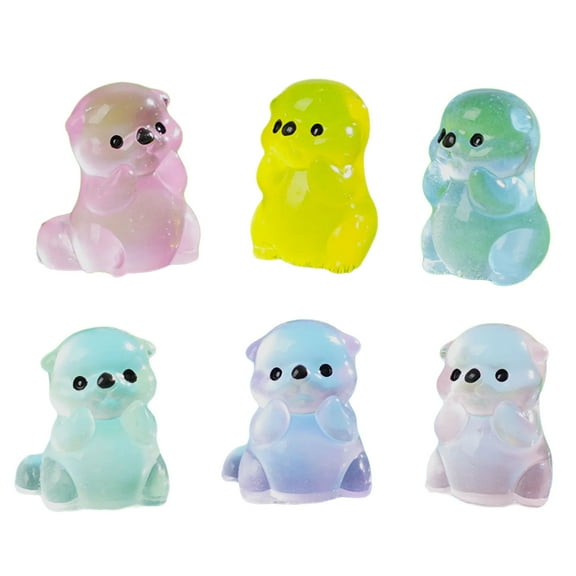 Miniature Luminously Sea Otters Statue Resins Craft Figurines Ornaments Desk Decors For Adults Kids Room Accessories