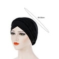 thumbnail image 3 of Frogued 1pc Turban Cap Solid Color Milk Silk Braided Twist Headwrap Beanie Headwrap for Women (Black), 3 of 3