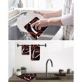 thumbnail image 5 of Red Geometric Kitchen Dish Towels for Drying Dishes Set of 4, Vintage Abstract Stripes Aesthetic Art Waffle Weave Microfiber Hand Tea Bathroom Towels Quick Dry & Absorbent Towel 12x12, 5 of 7