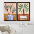 thumbnail image 3 of IDEA4WALL Framed Canvas Print Wall Art Set Tropical Palm Leaf Multicolor Vases Abstract Digital Art Decorative Bohemian Colorful Nature Artwork for Living Room, Bedroom, Office - 24"x36"x2 Black, 3 of 5