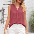 thumbnail image 4 of Top sin mangas para mujer, cuello en V, Color puro, estilo suelto, camiseta sin mangas de verano a la moda transpirable, 4 of 7