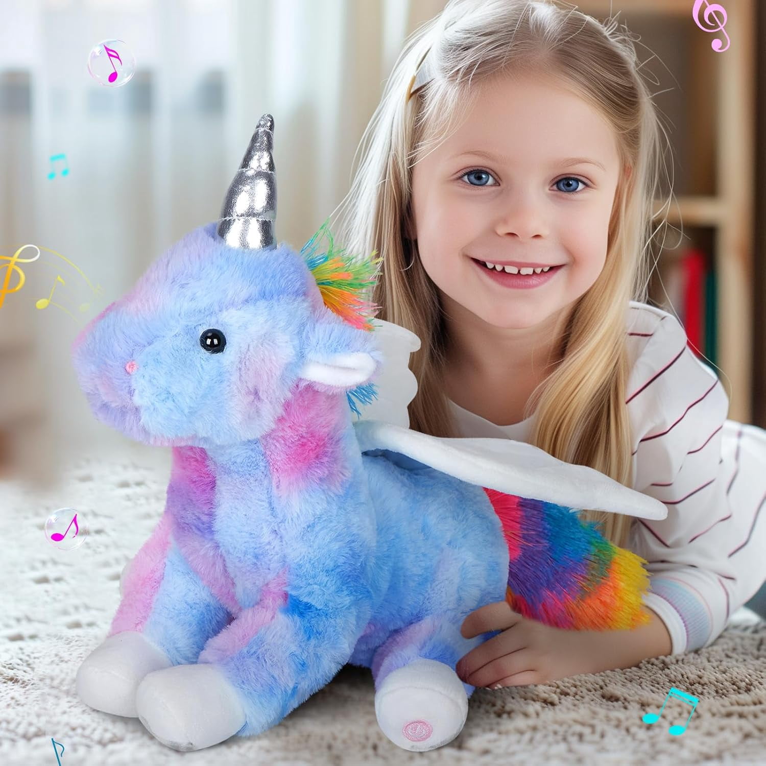 16.5" Unicorn Light Up Musical Unicorn Plush Toy Glowing and Singing Soft Plush Toy Decoration Birthday Gift Christmas Children's Day Gift