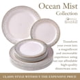 thumbnail image 2 of PARTY DISPOSABLE 40 PC DINNERWARE SET | 20 Dinner Plates | 20 Salad or Dessert Plates | Heavy Duty Plastic Dishes | Elegant Fine China Look | for Upscale Wedding and Dining (Ocean Mist - Ivory/Gold), 2 of 7