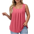 thumbnail image 1 of Gpoecd Plus Size Tank Tops for Women Women's Casual Square Neck Pure Color Ruffle Detail Blouse for Spring Summer Camisole Tops for Women Watermelon Red,XXXXL, 1 of 6