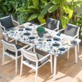 thumbnail image 2 of Gray Blue Flowers Table Cloths for 6 Foot Rectangle Tables, Watercolor Floral Butterflies Spring Patio Waterproof Elastic Fitted Tablecloths, Washable Rectangular Table Cover for Camping, 2 of 8