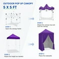 thumbnail image 5 of COOS BAY 5x5 Pop-up Instant Outdoor Canopy with 4 Side Wall Panels, Portable Lightweight Tent with Carry Bag, Purple, 5 of 9