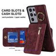 thumbnail image 4 of Nalacover for Samsung S21 Ultra, Wallet with RFID Credit Card Holder and Zipper Pocket,Drop Protection Flip Cover Ring Holder Kickstand with Double Magnetic Clasp for Samsung Galaxy S21 Ultra, Winered, 4 of 10