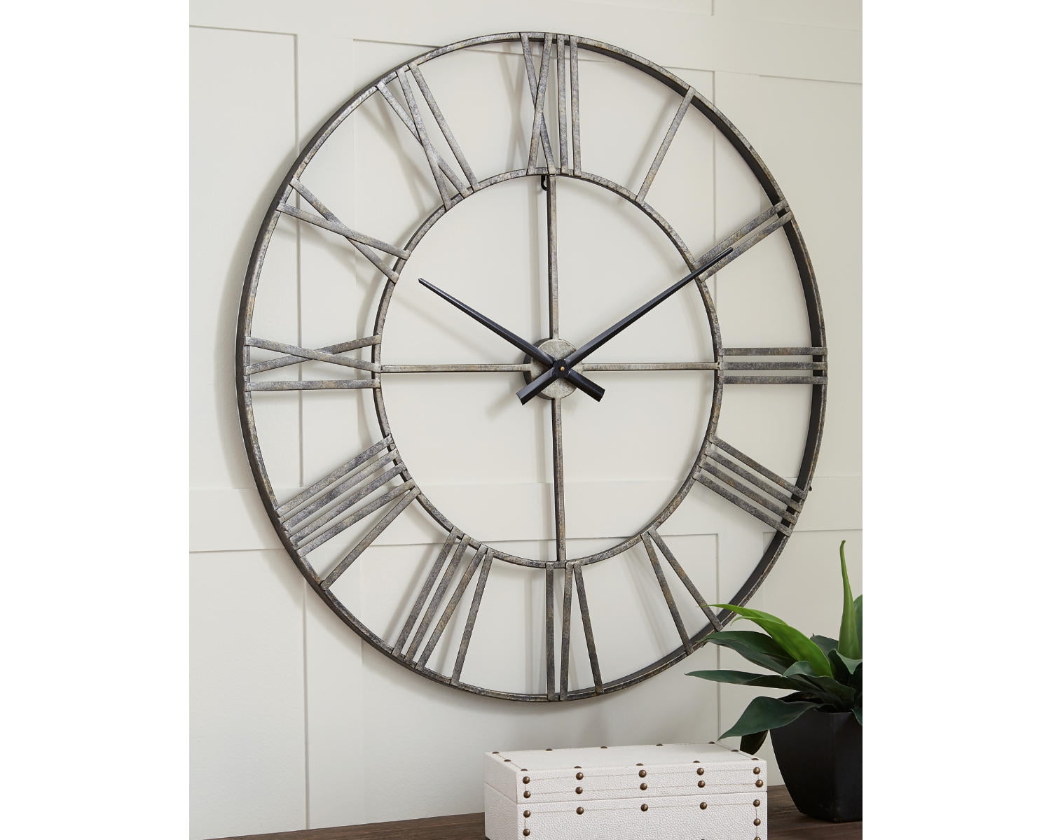 Signature Design by Ashley Casual Paquita Wall Clock  Antique Silver