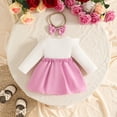 thumbnail image 6 of Gerichy Baby Long Sleeve Fall Romper Dress with Headband Baby Girl Clothes Ruffle Toddler Casual Bodysuits Infant Cute Winter Outfits 0-18 Months, 6 of 7
