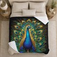 thumbnail image 5 of Peacock Feather Blue Gold Design, Cozy Friendship Quote Scene, Warm Flannel Blanket for Living Room and Reading Nook, Art Lovers Friendship Gift, Artistic Home Decor, 5 of 8