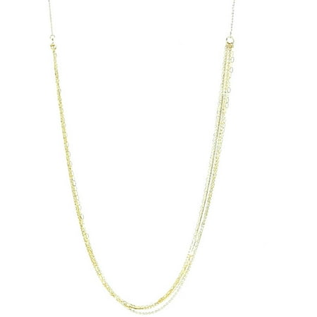 American Designs Jewelry 14kt Yellow Gold Diamond-Cut Multi-Strand Circular Link Necklace, 18 Chain