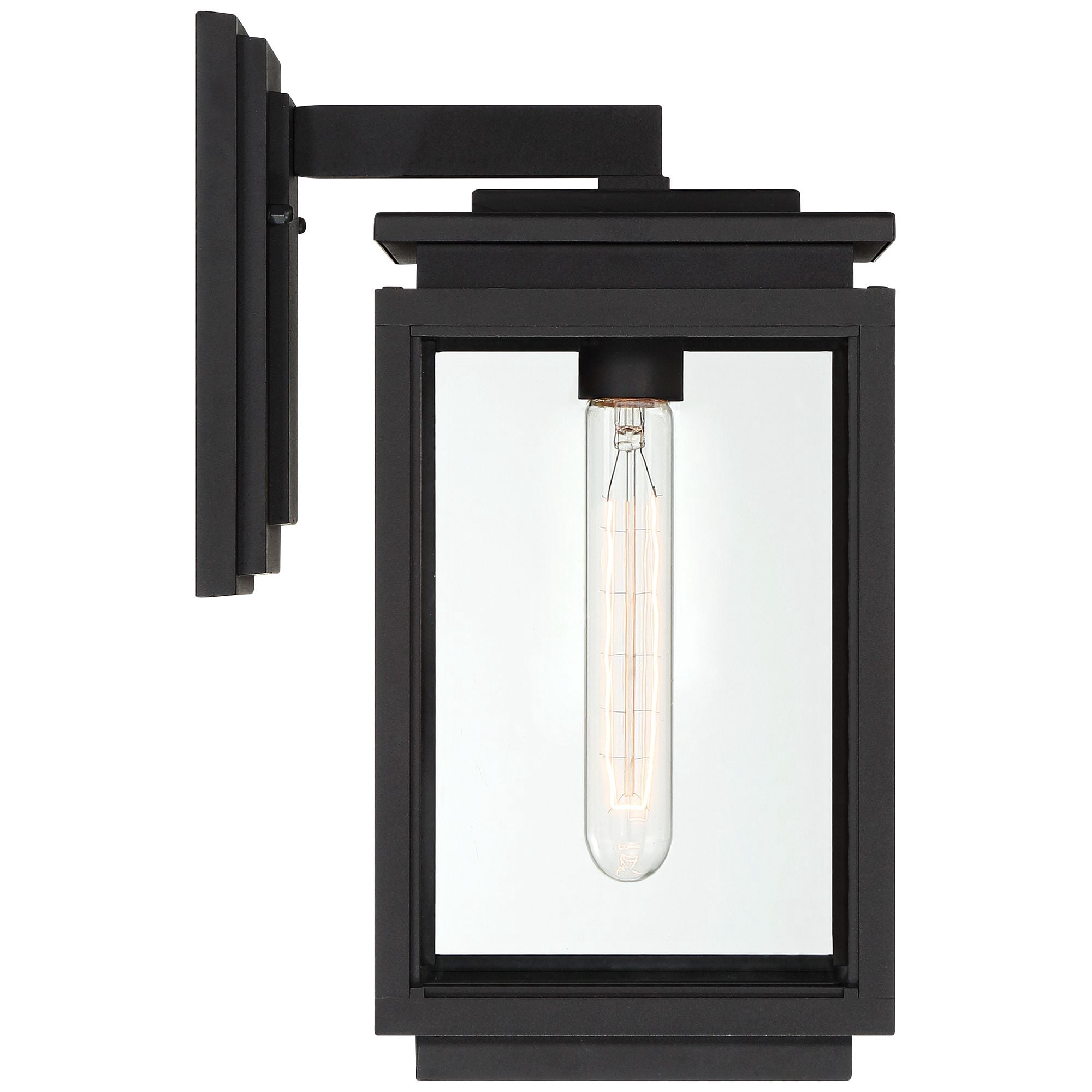 Possini Euro Design Atkins 14 1/4" High Modern Outdoor Wall Light Fixture Mount Porch Weatherproof Matte Black Die Cast Metal