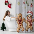 thumbnail image 5 of Merry Christmas Bathroom Shower Curtain Xmas Cute Gingerbread Man Balls Holly Berry Snowflakes Grey Waterproof Washable Shower Curtains for Bathtub Bath Decor with Grommets and Hook 72 X 72 Inch, 5 of 8