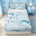 thumbnail image 3 of Erosebridal Watercolor Blue Polka Dot Bow Zipper Full Size Comforter Sets with Fitted Sheet and 2 Pillowcases for Teens, Fashion Ink Ribbon Zipper Bedding Set, Reversible, 4 Pieces, 3 of 7