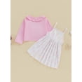 thumbnail image 2 of Kmbangi Ensemble d'Été 2 Pcs pour Fille, Robe Cami à Imprimé Floral + Hauts à Manches Longues avec Nœud 6M-4Y, 2 of 9