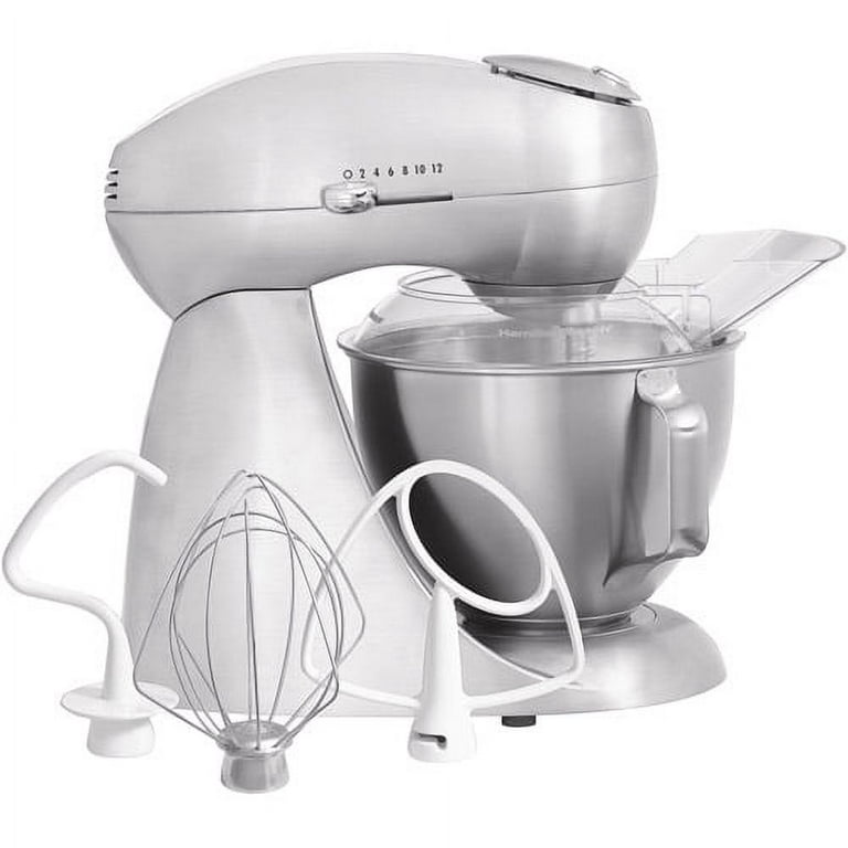 Hamilton Beach Eclectrics All-Metal 12-Speed Electric Stand Mixer,  Tilt-Head, 4.5 Quarts, Pouring Shield, Sterling (63220)