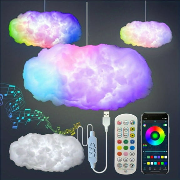 3D Big Cloud Light Kit, Music Sync RGB Multicolor Changing Strip Lights DIY Decorations Cloud Light Lamp For Gaming Room Home Bedroom Party Decor -1Pack