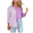 thumbnail image 1 of Cárdigan de manga larga con estampado de rayas en contraste para mujer, camisa de un solo pecho, camiseta de manga larga con solapa/camisa Pompotops  FGAJ21622, 1 of 8