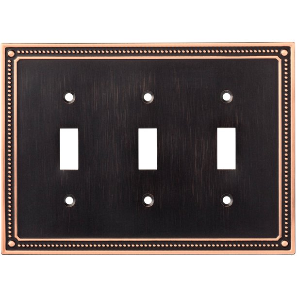 Franklin Brass Classic Beaded Triple Switch Wall Plate in Bronze with