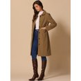 thumbnail image 4 of DARING DIVA Women's Trench Peter Pan Collar Single Breasted Long Pea Coat L Brown, 4 of 6