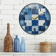 thumbnail image 3 of Yayeee Wall Clock Battery Operated 11.9" Silent Non-Ticking for Living Room, Blue and Gray Plaid Pattern, 3 of 8