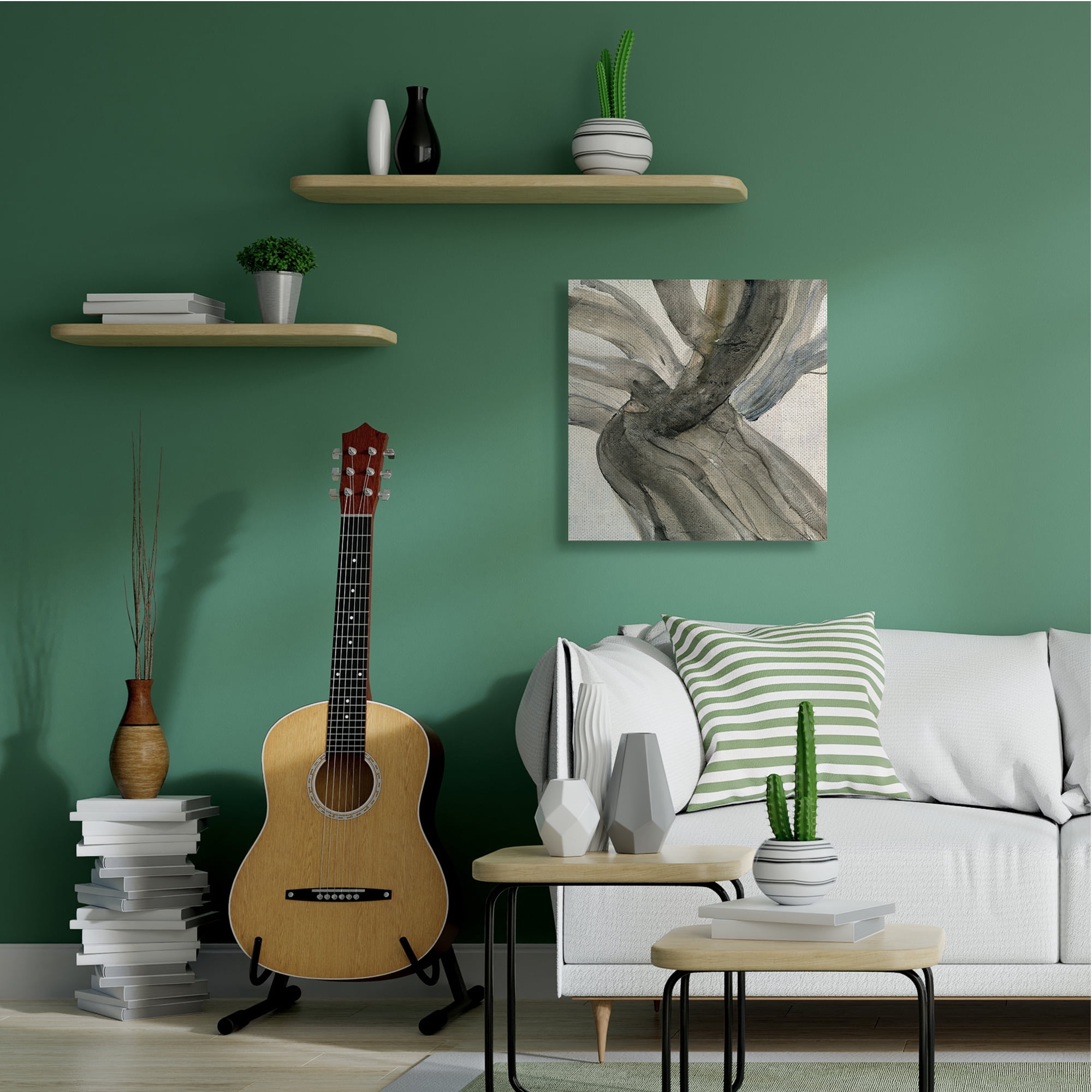 Stupell Industries Curved Coastal Driftwood Abstraction Neutral Brown Canvas Wall Art, 36 x 36, Design by Albena Hristova