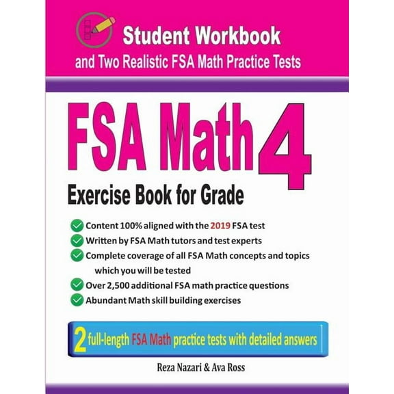 FSA Math Exercise Book for Grade 4: Student Workbook and Two Realistic FSA Math Tests, (Paperback)