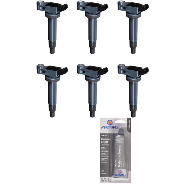 Set of 6 Ignition Coils and Permatex 22058 Dielectric TuneUp Grease