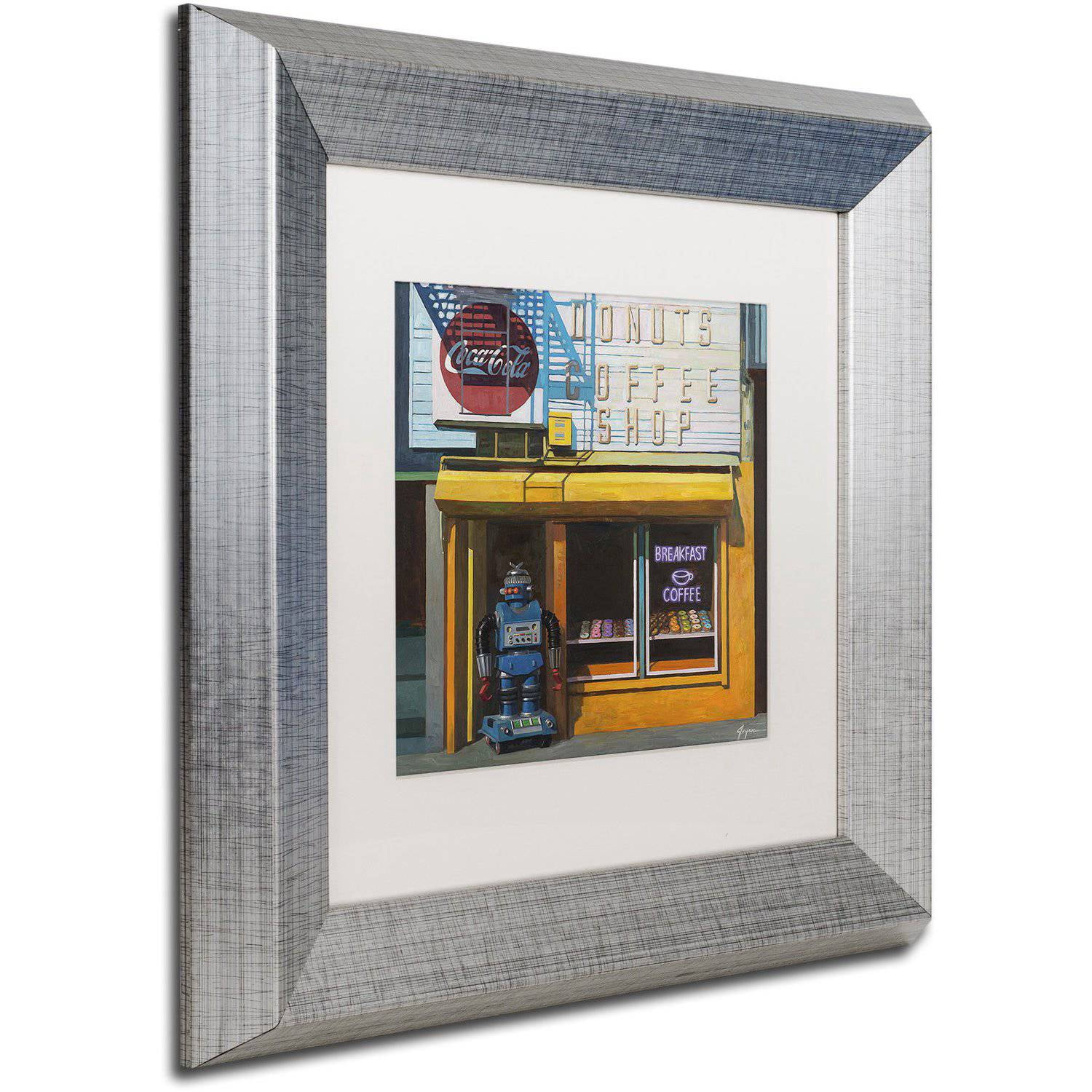 Trademark Fine Art "Blue Zeroid" Canvas Art by Eric Joyner White Matte, Silver Frame