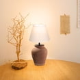thumbnail image 6 of FSLiving Rustic Terracotta Ceramic Pot White Fabric Shade Cone Shape Table Lamp Rechargeable Battery Operated RGB Bulbs by Remote, Wireless Timer and 15 Color Temperature, Mushroom, Brown A-37, 6 of 7