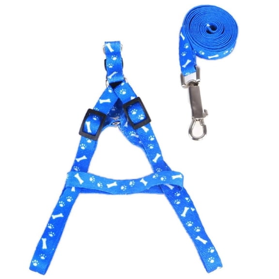 Bone Paw Printing Dog Harness with Leash for Puppies, Dogs Cats