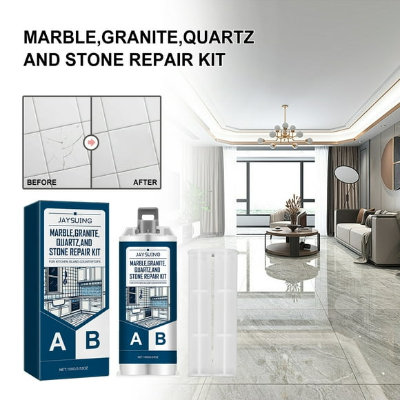 Lydiaunistar Countertop Repair Kit for Marbled Granite, Porcelain, Quartz, Natural Stone & Acrylic Surfaces - Fix Chips, Scratches, Nicks - High Temp Resistant Epoxy Adhesive (100ml)