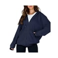 thumbnail image 3 of Women's Casual Hooded Jacket Long Sleeve Zip Up Solid Color Outwear with Pockets Fall Sweatshirt, 3 of 9