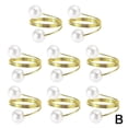 thumbnail image 1 of Pearl Gold Napkin Rings Round Metal Napkin Holders Buckles For Wedding N4P5, 1 of 9