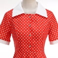 thumbnail image 4 of WRKEKC Casual Dresses for Women Polka Dot Collared Short Sleeve Vintage Style Swing Dress, 4 of 8