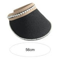 thumbnail image 6 of Women Hat Solid Color Big Brim Breathable Adjustable Imitation Pearl Summer Cap Headwear, 6 of 8