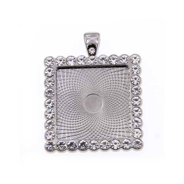 Qarigey Juego de bandejas colgantes brillantes de 25mm, bandejas de collar de aleación, llavero para joyería artesanal, cristal blanco y Ropa, zapatos y accesorios Miscelánea Tipo 7