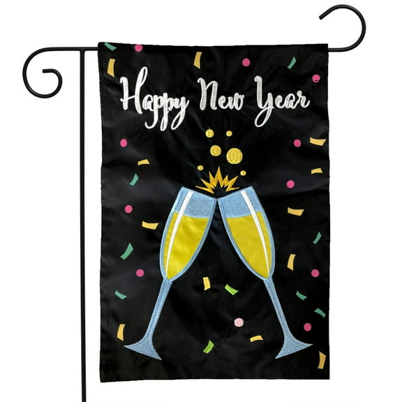 Briarwood Lane Happy New Year Champagne Applique Garden Flag