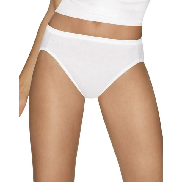 Hanes Womens Ultimate Comfort Cotton 5-Pack Hi-Cut Panties, 6, White 