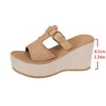 thumbnail image 4 of Wowcloth Women's Peep-Toe Platform Wedge Slides - Comfortable Slip-On with Fashionable Design for Summer Outdoor Use, 4 of 8