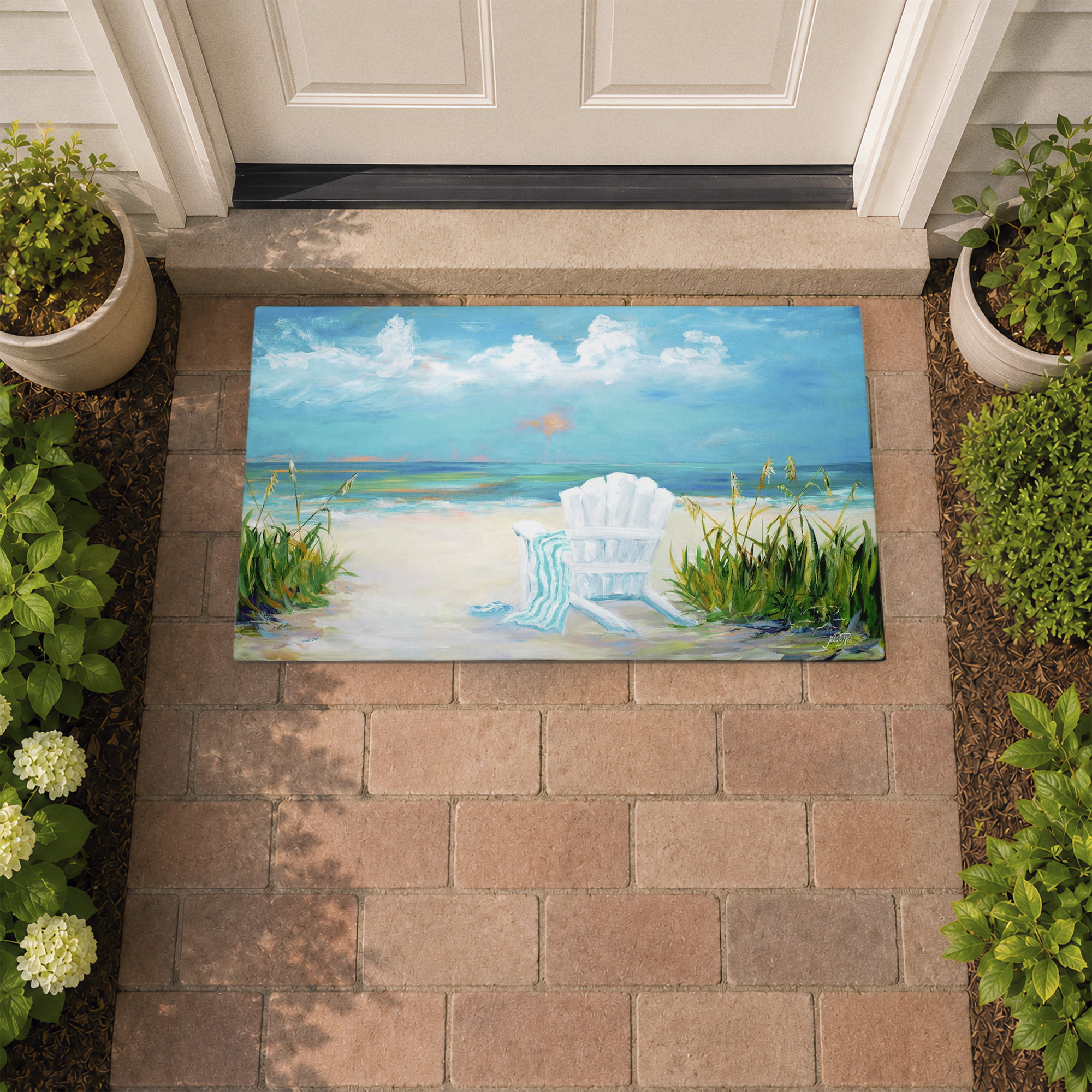 Stupell Industries Sunny Beach Scene Relaxation Printed Outdoor Door Floor Mat, design by Julie DeRice
