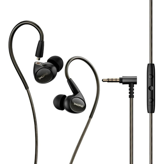 1MORE Wired Earbuds Headphones with Mic & Remote, 3.5mm  Hi-Res Audio Jack, Tangle Free, Black
