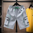 thumbnail image 3 of Pantalones cortos cargo para hombre, bermudas, pantalones cortos para hombre con bolsillos, cordón ajustable, pantalones cortos desgastados, cintura elástica elástica cómoda para hombre, 3 of 5