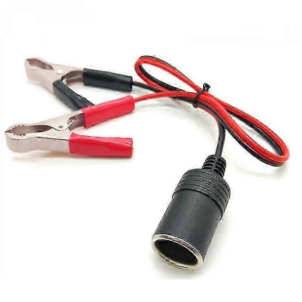 Adaptador de toma de corriente para encendedor de cigarrillos con pinza para terminal de batería de coche de 12 V