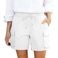 thumbnail image 2 of Nestiefly Hiking Shorts for Women High Waisted Pull On Cargo Casual Quick Dry Golf 7 Inch Inseam Mid Thigh Shorts with Pockets White 2XL, 2 of 9