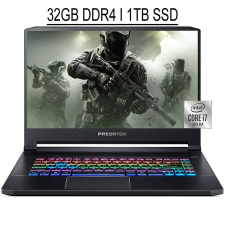 Acer Predator Triton 500 Gaming Laptop 15.6" FHD 300Hz IPS Display Intel Hexa-Core i7-10750H 32GB DDR4 1TB SSD NVIDIA GeForce RTX 2070 Super 8GB RGB Backlit Keyboard USB-C HDMI Win10 Black