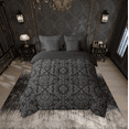 thumbnail image 2 of Erosebridal Boho Black Grey Damask Bed in a Bag Twin Size, Victorian Baroque Bed Set, Reversible 7 Pieces, 2 of 5