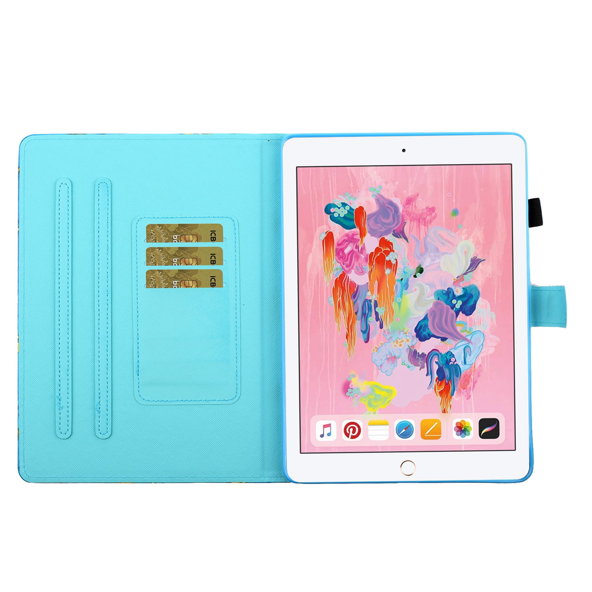 CaseFun Coque pour iPad 9.7 2018/2017, iPad Air 2, iPad Air Etui de  Protection Multi Angles Housse Folio Case Cover avec Fonction Veille/Réveil  Auto pour iPad 6ème/5ème Génération 9.7 2018/2017,Bleu : 