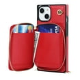 thumbnail image 3 of Luxury Wallet Case Compatible with iPhone 14 6.1 inch,Zipper Closure Luxary PU Leather with Phone rope Card Slot Card Holder Stand Shockproof Kickstand Case for iPhone 14 6.1 inch,Red, 3 of 13