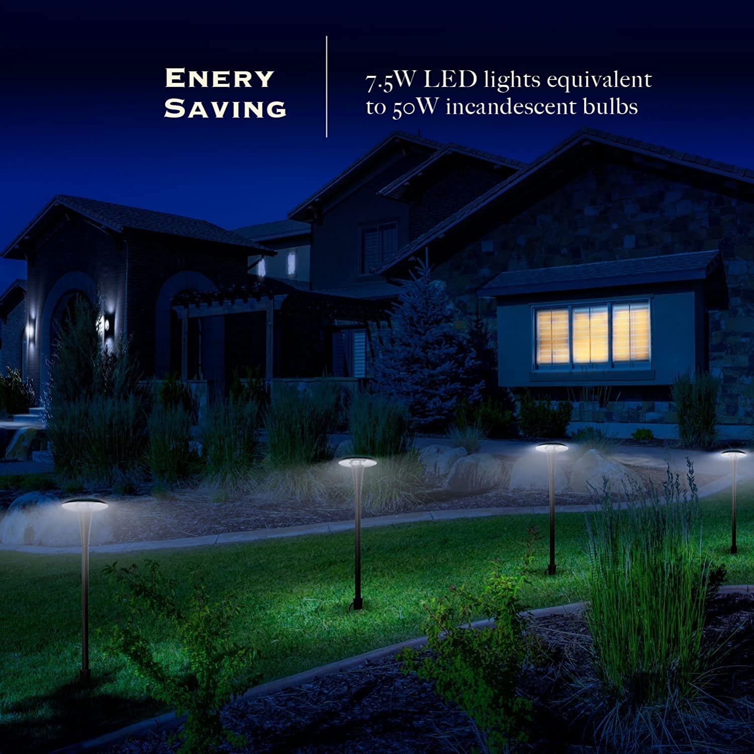 EDISHINE Low Voltage Landscape Lights, 3W 230LM 3000K Waterproof LED Pathway Lights, Outdoor Landscape Lighting Umbrella-Shaped, Walkway, 4 Pack HGSL07A